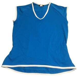 Canari San Diego CA XL Cycling Top Blue With White Piping V-neck Cap Sleeves